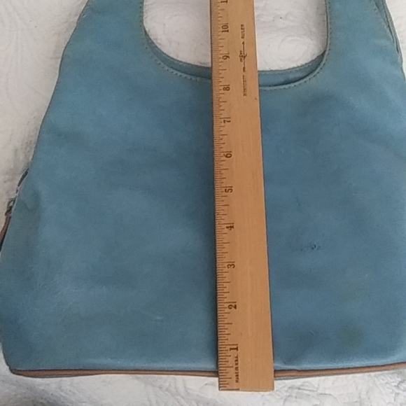 9 west accessories light blue with natural tan accents lined in tan material - Picture 11 of 12